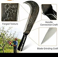 Vista 6 de Machete Billhook - Cuchillo para hoz para el trabajo en el patio, machete para cortar árboles, machetes hoz, machete resistente para limpiar maleza
