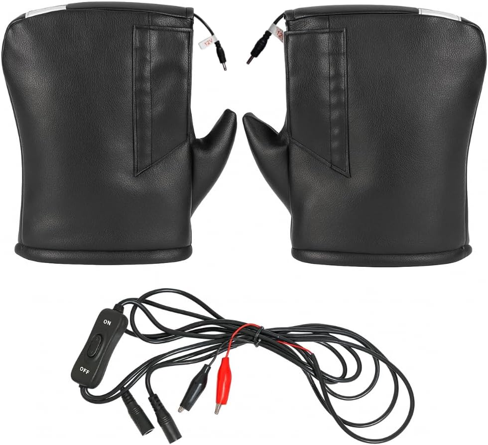 Heated Motorcycle Gloves 12V- Waterproof Handlebar Mitts- Electric Heated Muffs- Gloves for Winter Protection Motorcycle Riding