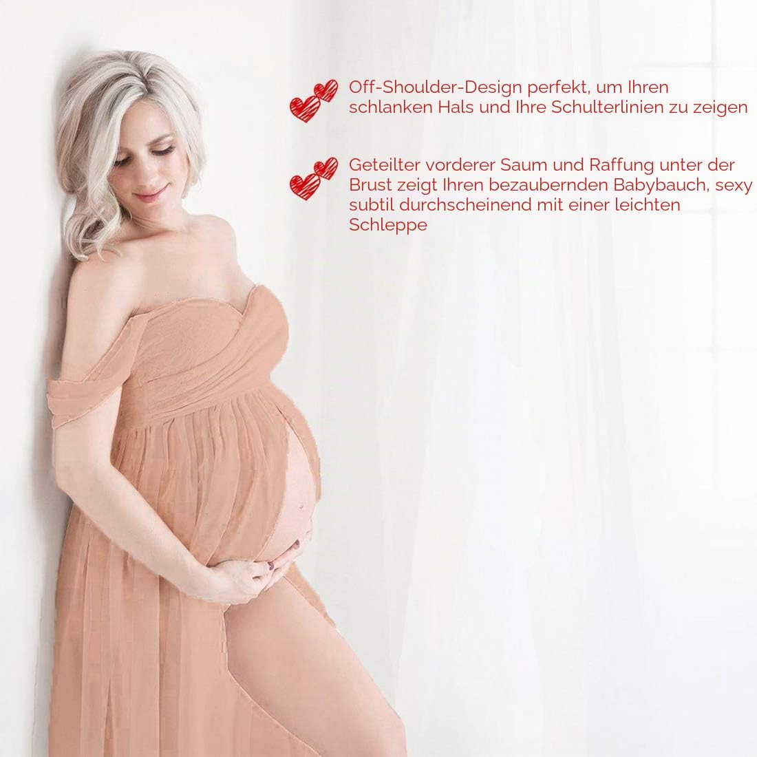 Schwangere Frauen Fotografie Stützen Schwanger Kleid Maternity Gown Split Front Foto Shoot Kleid Mutterschaft Fotografie Kleidung Schwangerschafts Maxikleid Schwangerschafts Kleid