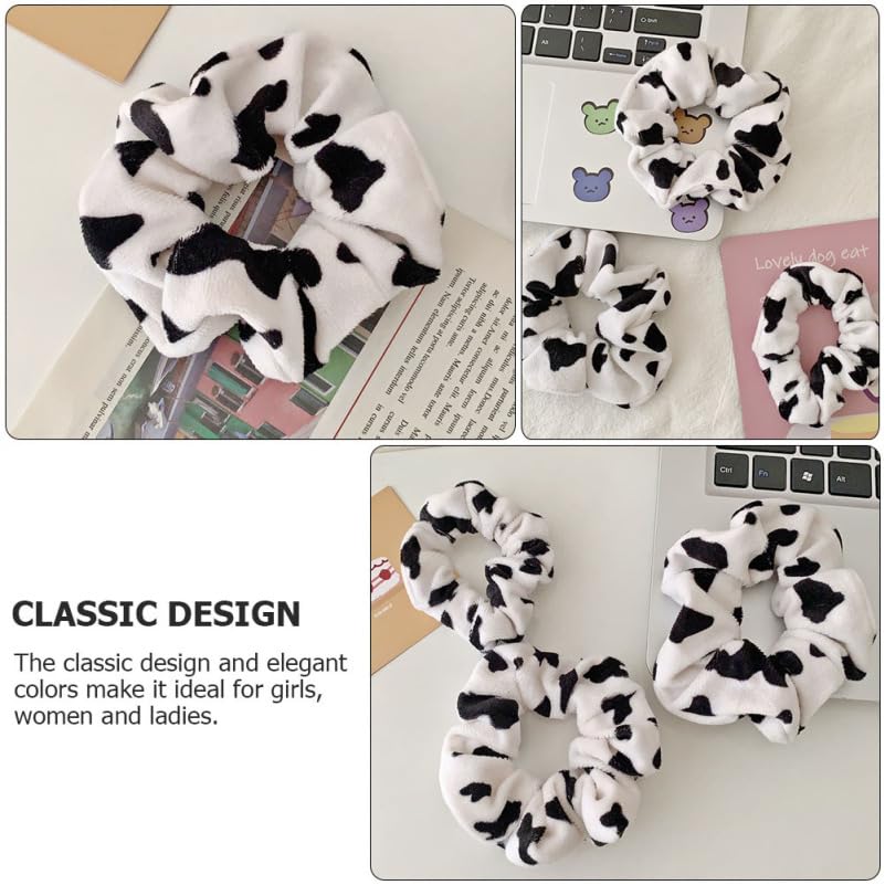 Baluue Cow Pattern Hair Scrunchies 10 Pack Soft Plush Ponytail Holders Elastic Hair Bands for Thick Curly Styling Accessories - Image 3