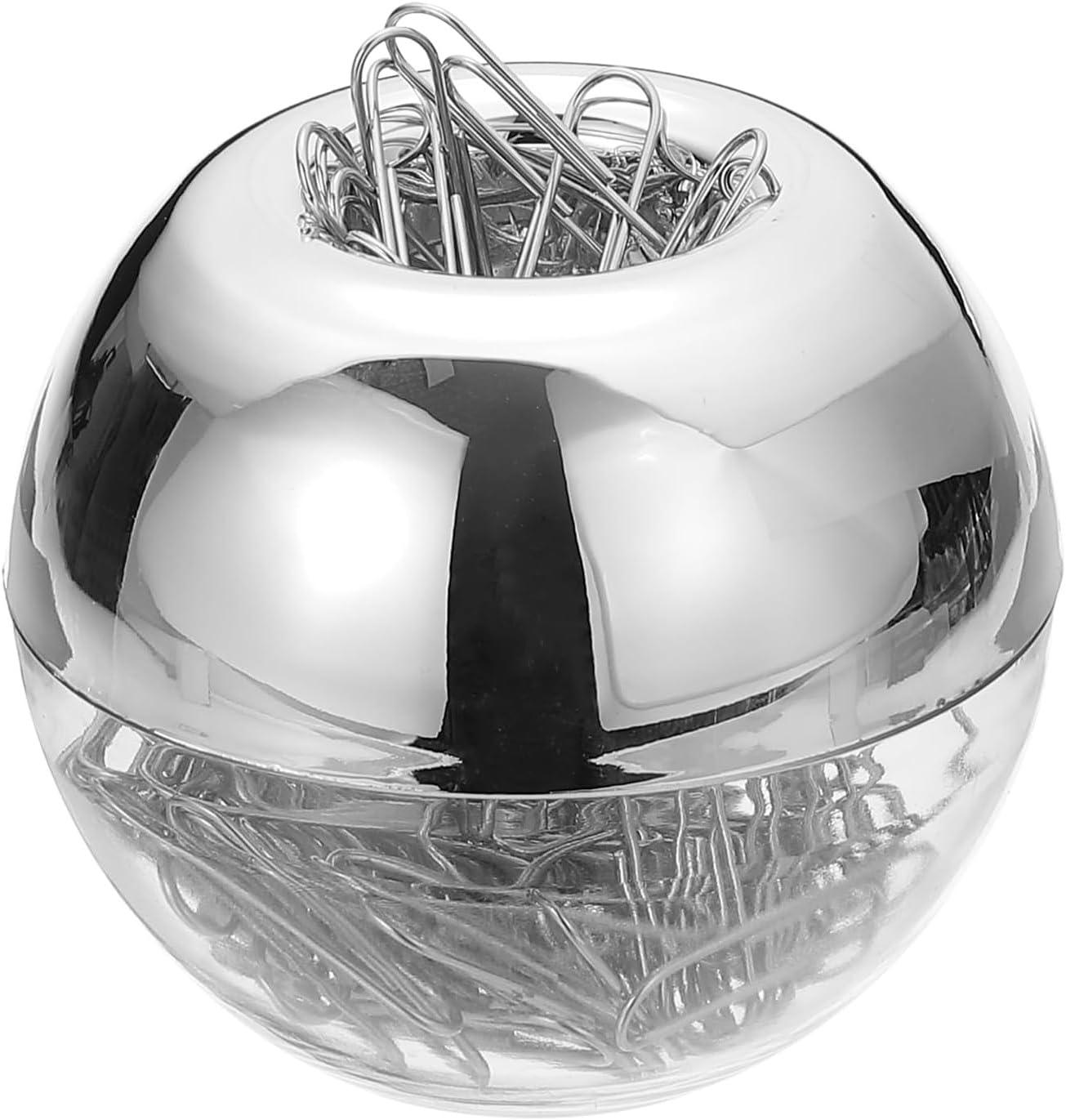 MultiBey Silver Magnetic Paper Clip Holder Round Paperclip Dispenser with 100Pcs Silver Paper Clips for Desk Non-Skid Smooth Finish Memo Bookmark Clip