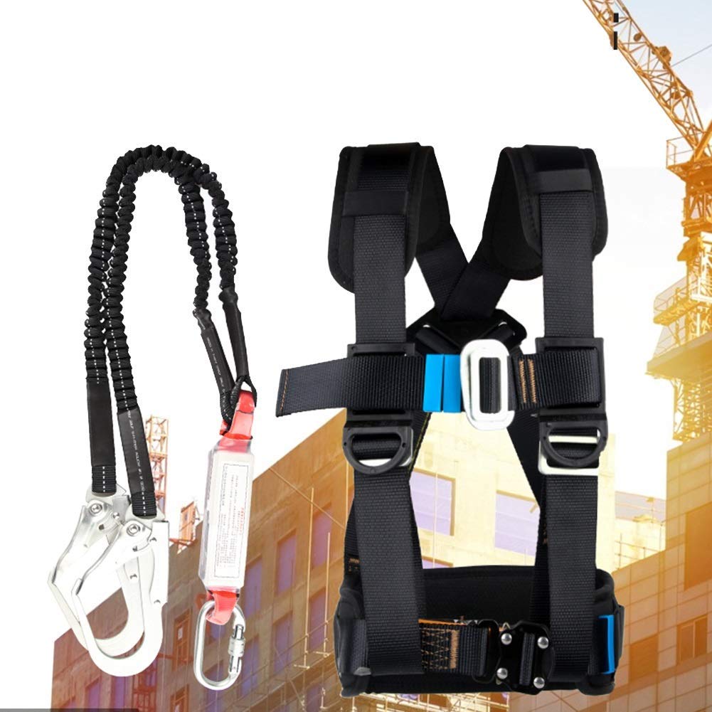 arnés de Seguridad para Trabajos en Altura, Arnés de Escalada Medio Cuerpo, cinturón Seguridad Ajustable, protección contra caídas for Trabajos aéreos, montañismo, Color Negro