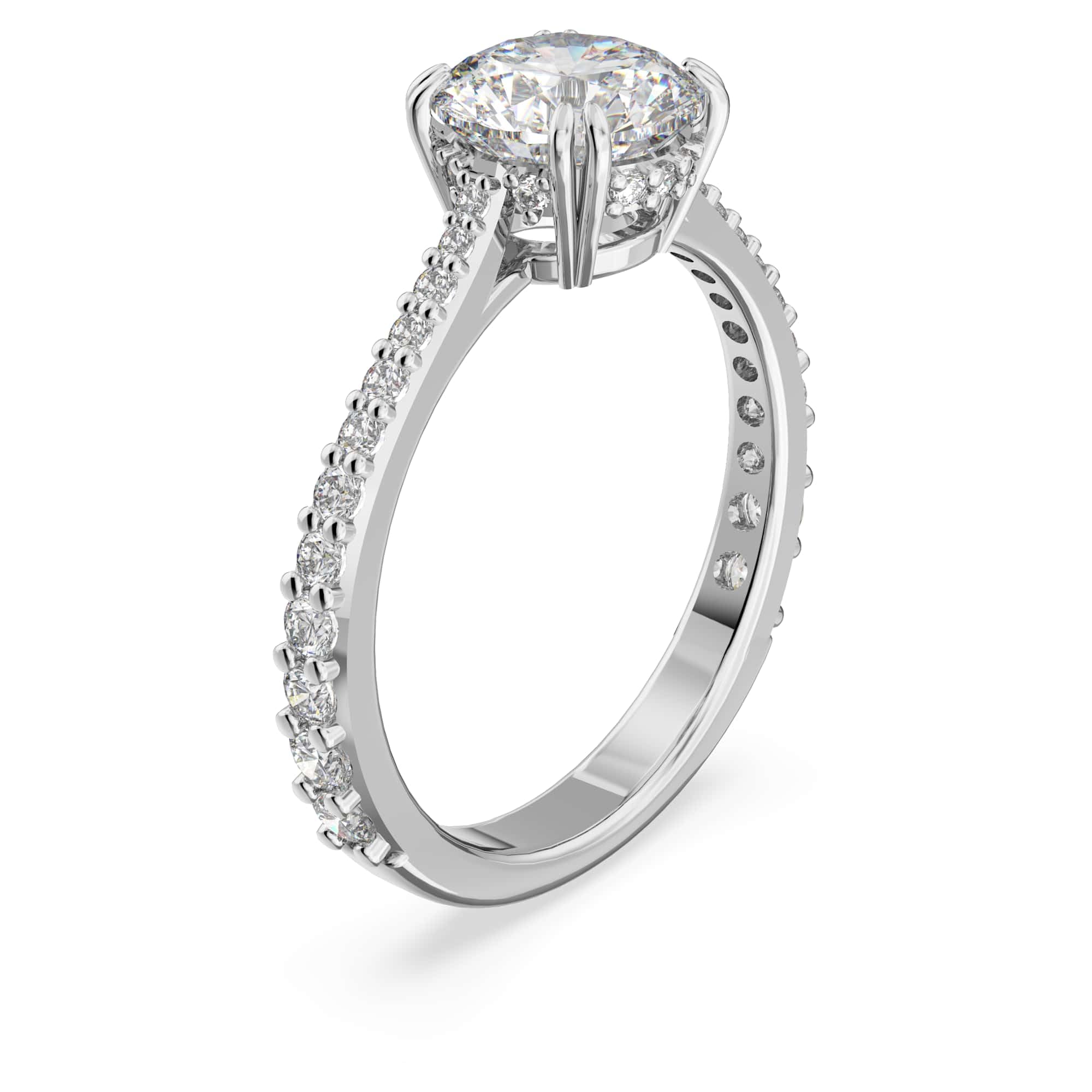 Swarovski Stilla Kolekcja pierścionek koktajlowy, szlif okrągły, pavé, biały