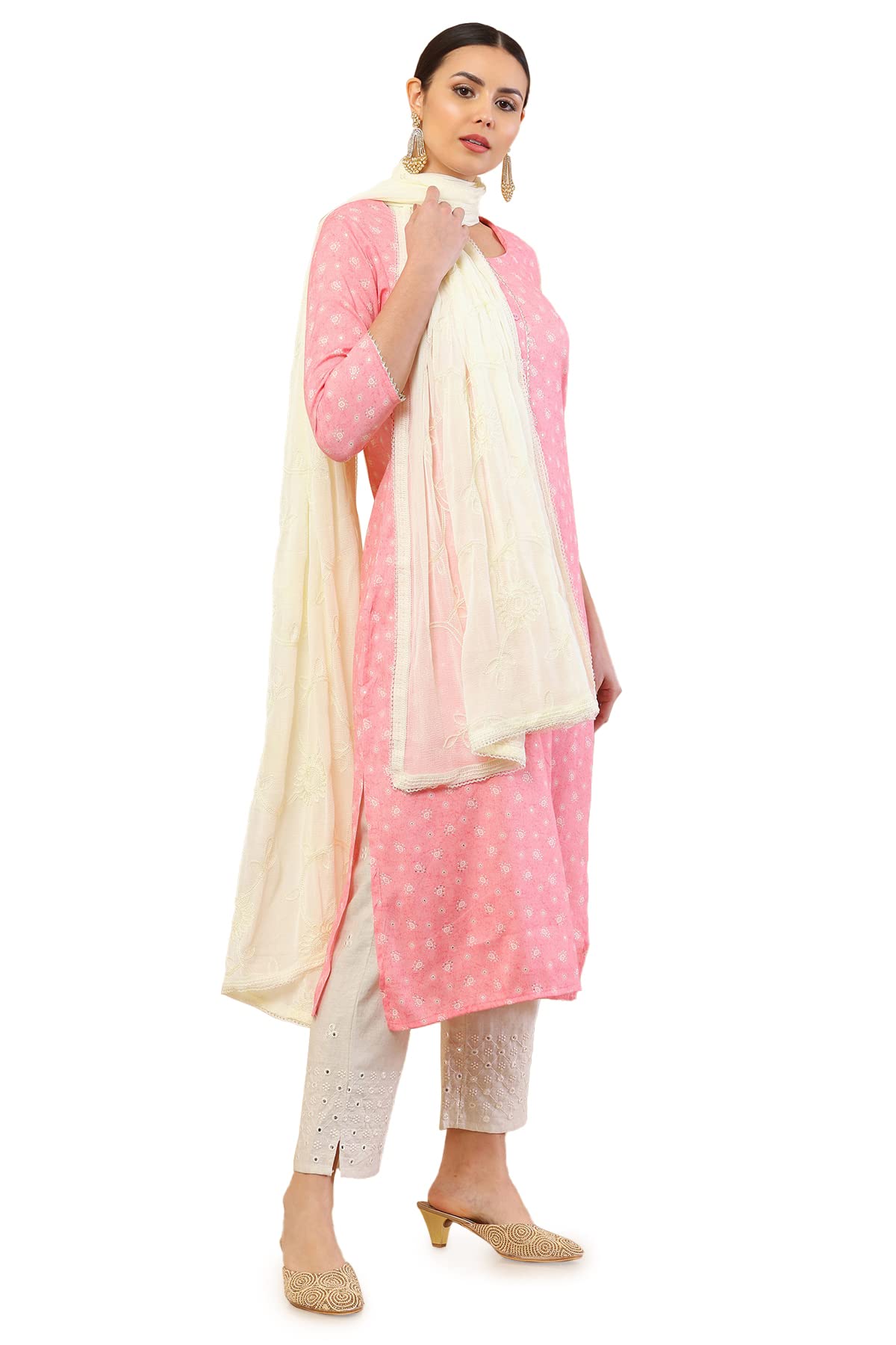 soch Women Chiffon Dupatta With Floral Embroidery-picture-11