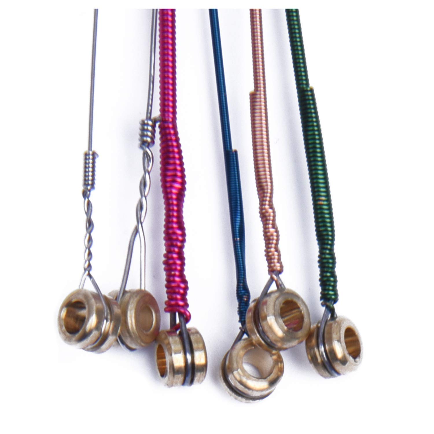 Bloepum 1Set Rainbow Colorful Color String for Acoustic Guitar & 6 Pieces Silver Acoustic Guitar Machine Heads Knobs