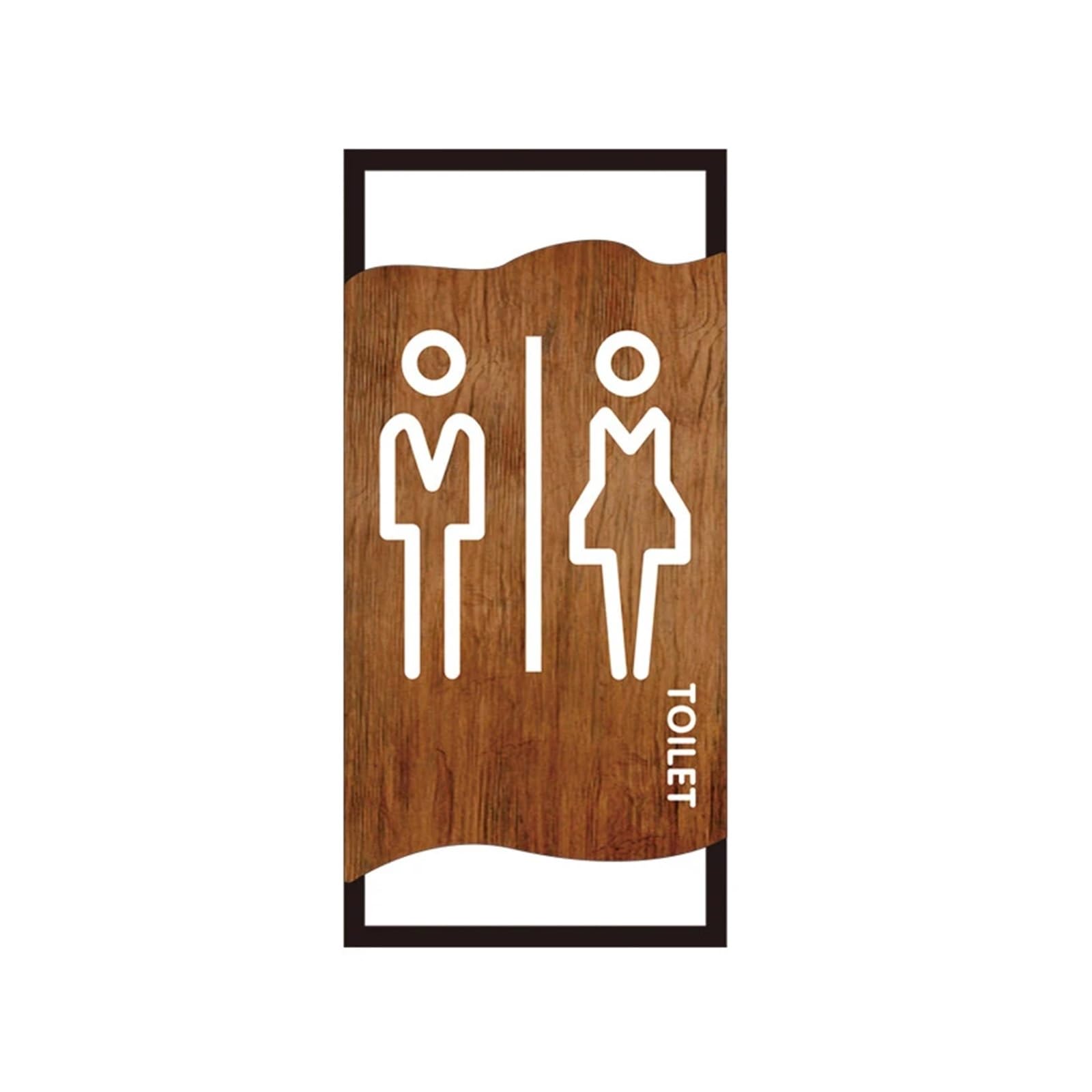 Toilet Sign Bedroom Bathroom Door Signs Imitation Wood Toilet Sign House Number Plate Washroom Signage(TOILET-02,8x25cm)