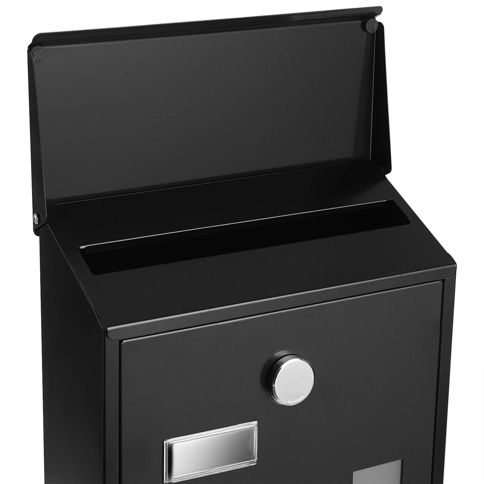SONGMICS - Buzón de Pared Moderno, con Ventanas de visualización, Placa de identificación, Cerradura con núcleo de Cobre, fácil de Instalar, Negro GMB031B02