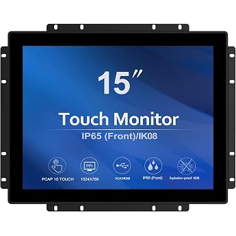GreenTouch 15 Inch Open Frame Touch Screen LCD Monitor - Capacitive PCAP -1024x768-54-Black