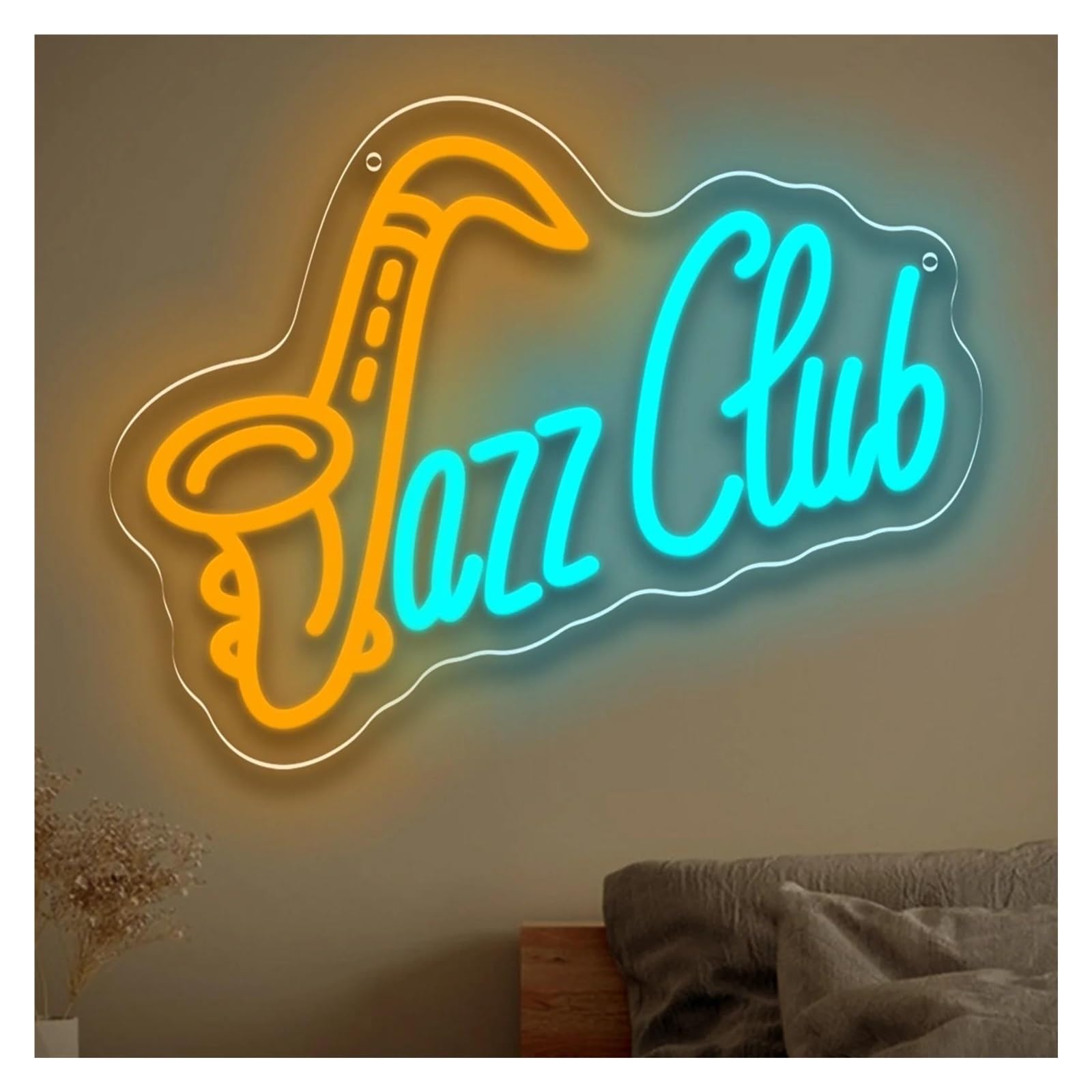 Luci al Neon Da Parete Insegna Al Neon A LED "Jazz Club" Con Luce Dimmerabile Per Sassofono, Per Camera Da Letto, Sala Musica, Studio Musicale, Bar, Decorazione Da Parete 36x27cm