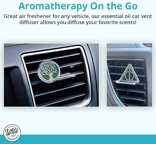 Miniatura 3 de Wild Essentials - Difusor de ventilación de coche de aceite esencial de araña cromada negra, colgante de medallón de acero inoxidable con 8