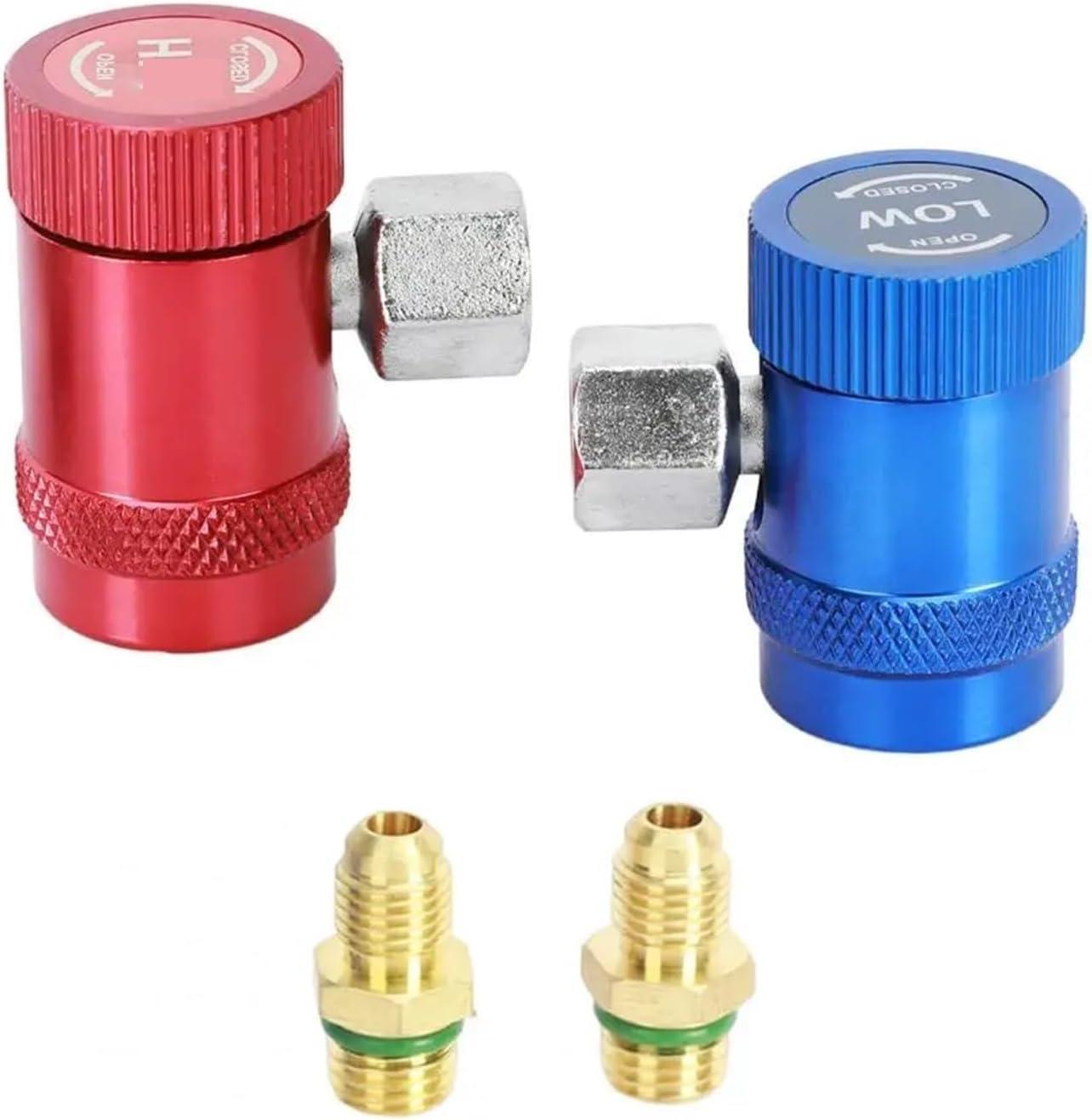 Refrigerant Quick Coupler Adapter Set 1 Pair R1234YF Easy Recognition Refrigerant Meter Adapter Auto A/C Manifold Gauge Quick Connector Coupler for R134a System Refrigerant Refill