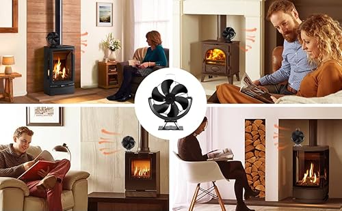 Wood Stove Fan, Fireplace Fan With 180° Up And Down Rotation, 6 Blades Stove Fans , Silent Motors, Push Horizontal Air Flow, Heat Powered Wood Stove Fan For Wood Burning Stove/Gas/Pellet/Log #TOP6