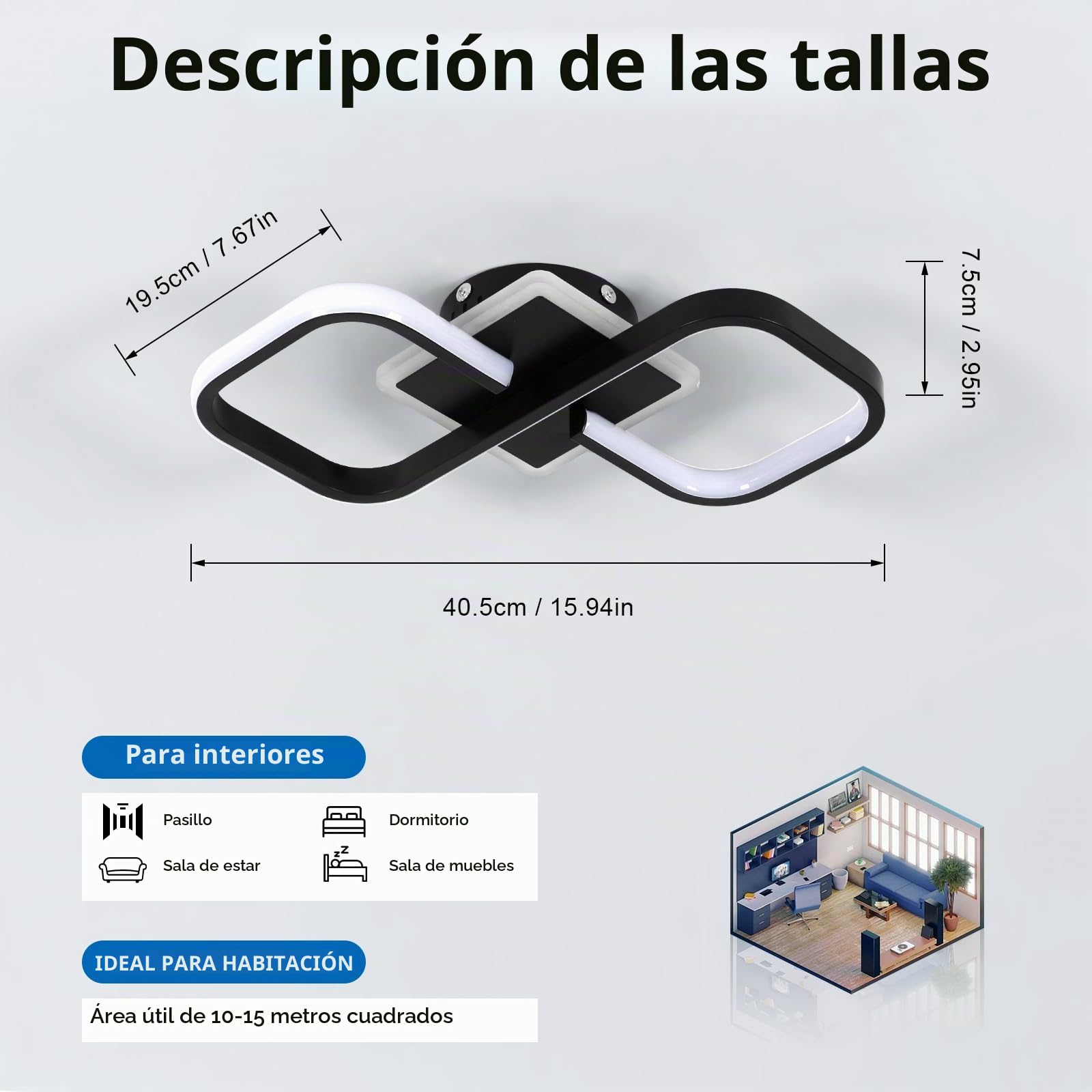 Lámpara de Techo LED Negro Regulable con Mando 3000K-6500K, 40.5CM | 40W 4500LM Plafon LED Techo Cuadrado con Mando 3000K-6500K, Luz de Techo Acrílico para Salon Dormitorio Comedor
