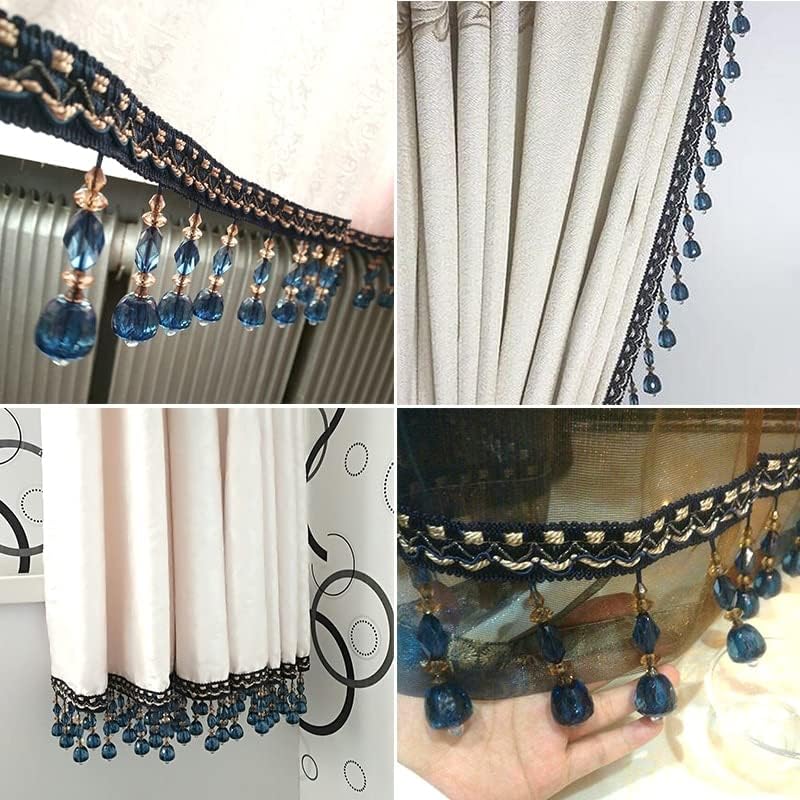 Home Product 3 Meter Pumpkin Crystal Bead Pendant Ribbon Crystal Tassel Fringe for Sewing Curtain Accessorie Upholstery Lace Trim Decoration