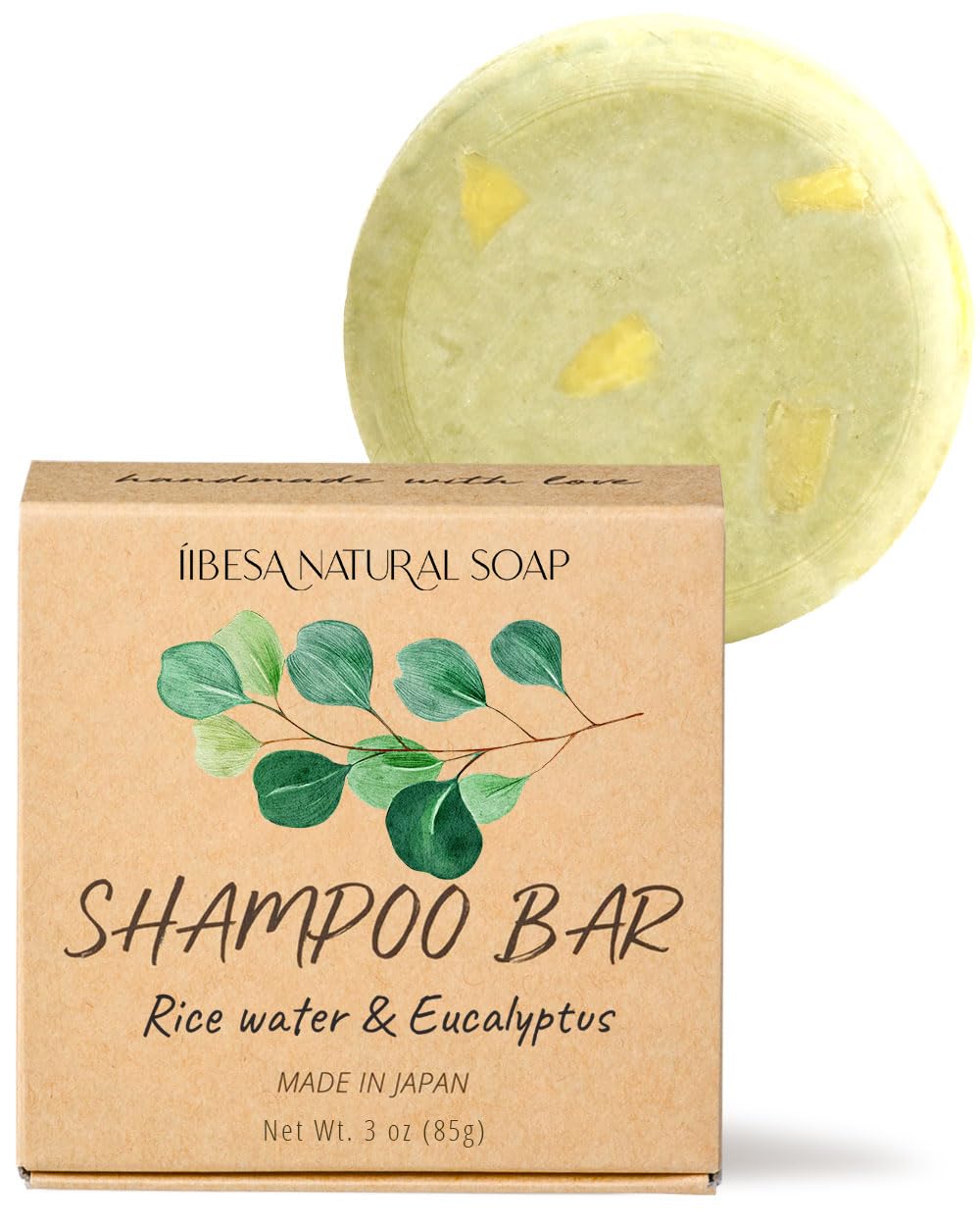 IIBESA Japanese Rice Water Shampoo Bar - Improves Scalp Health & Thickening Hair Growth - Made in Japan Organic Ingredients - Solid Shampoo Bars For