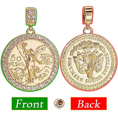 Hip Hop 14k Gold Plated Iced Centenario Pendant 24" Rope Chain Bling Necklace4