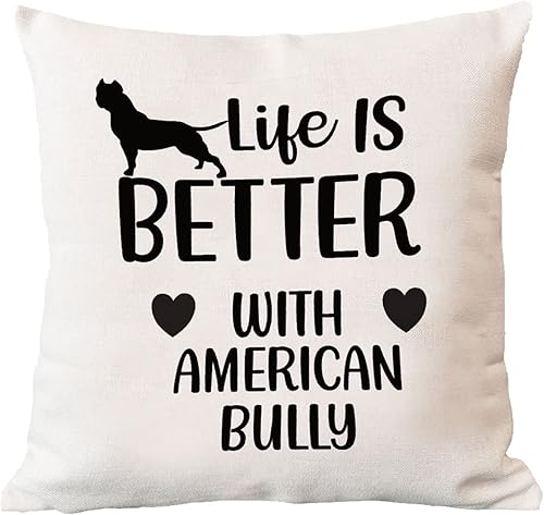 Miniatura 1 de ArogGeld Life is Better with American Bully - Fundas de cojín para perro, amante de los perros, cachorros, mascotas, decoración del hogar, moderna