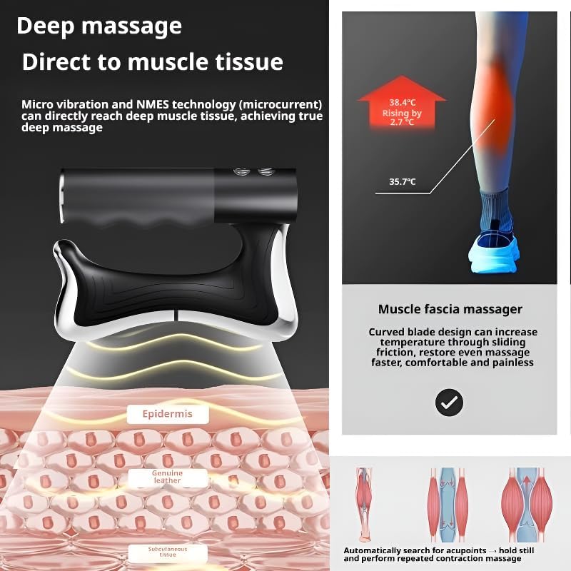 Sculptor Full Body Contour Device with Heat & EMS, Cellulite Massager Skin Firming & Lymphatic Drainage Muscle Relief Better Circulation, Electric Fascia Knife for Belly, Arm, Waist, Leg (Black) - Image 6