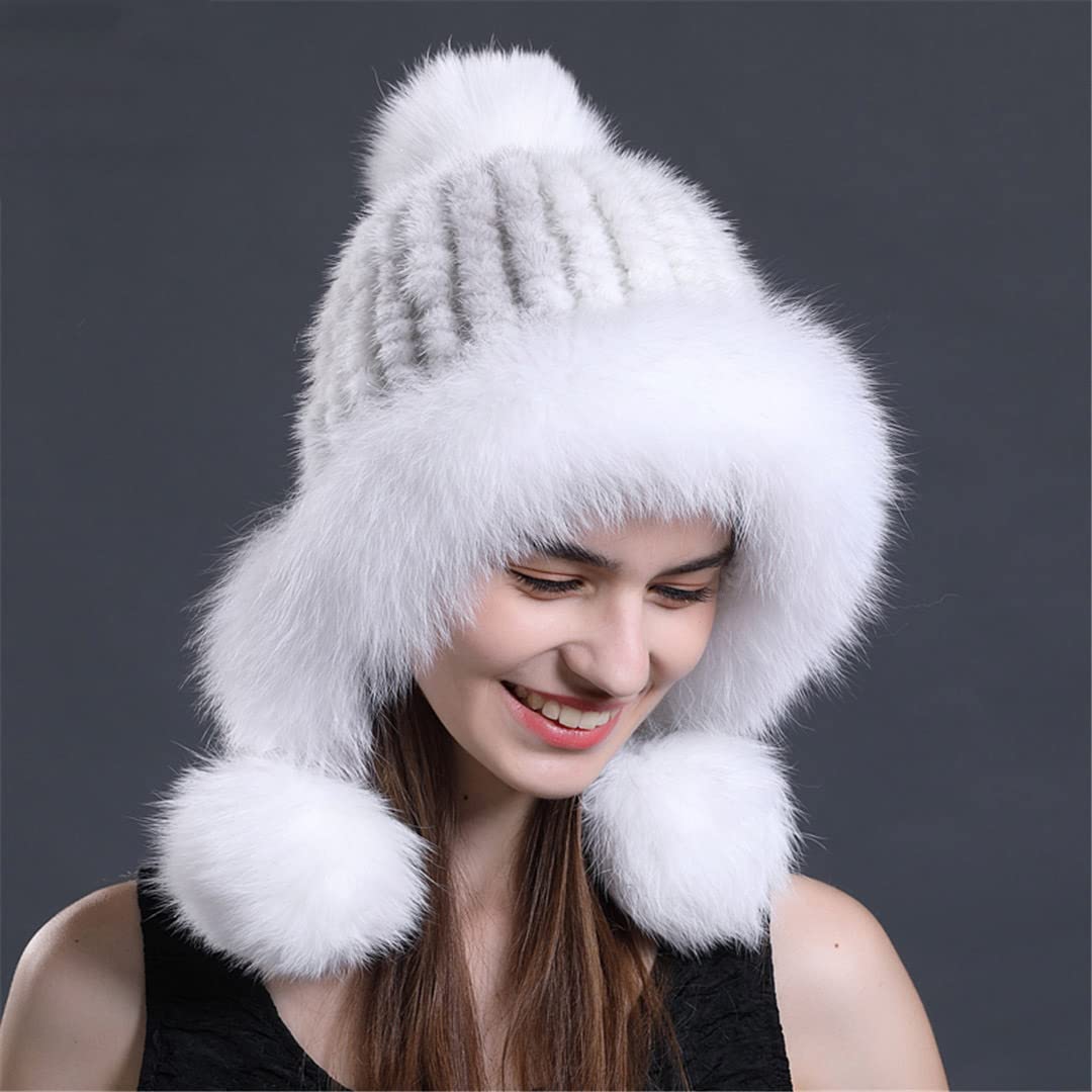 Amazon.co.jp: 女性の冬の帽子ニットミンクの毛皮の帽子ミンクキャップ