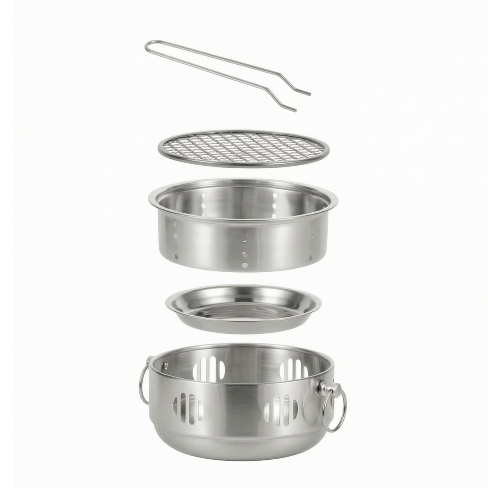 Griglia a Carbone Portatile con Corpo in Acciaio Inox per Campeggio E Picnic con Manico Griglia da 158 Cm Adatta per Uso Allaperto, Naturale