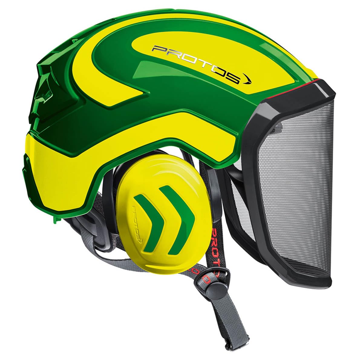 Casco de seguridad integral Protos para trabajadores forestales , Verde