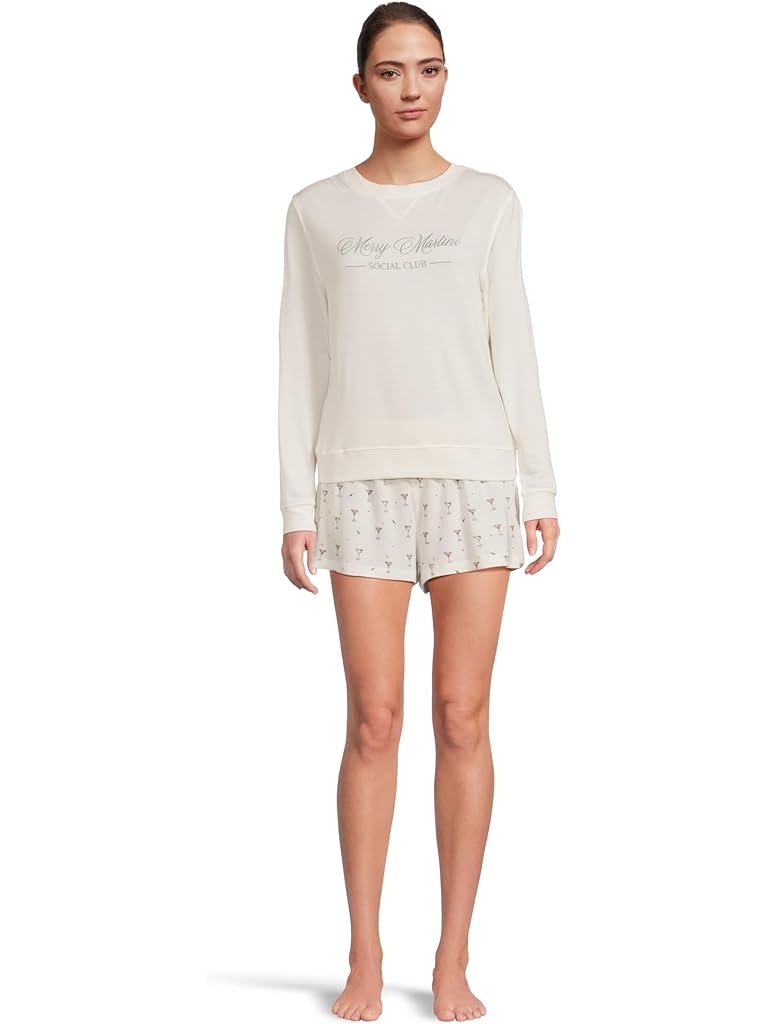 White HONEYDEW Sugar Sweetheart Long Sleeve Shortie Set