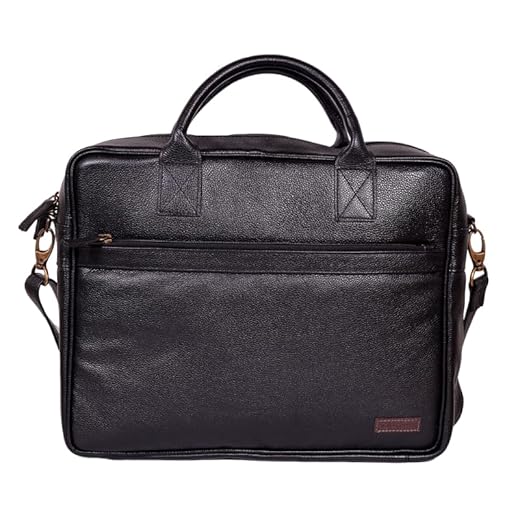 Pasta Executiva Masculina em Couro Legítimo - Impermeável, Grande, com Múltiplos Compartimentos para Notebook 17,3" e Documentos - Design Sofisticado para Advogados, Médicos e Professores (Preto)