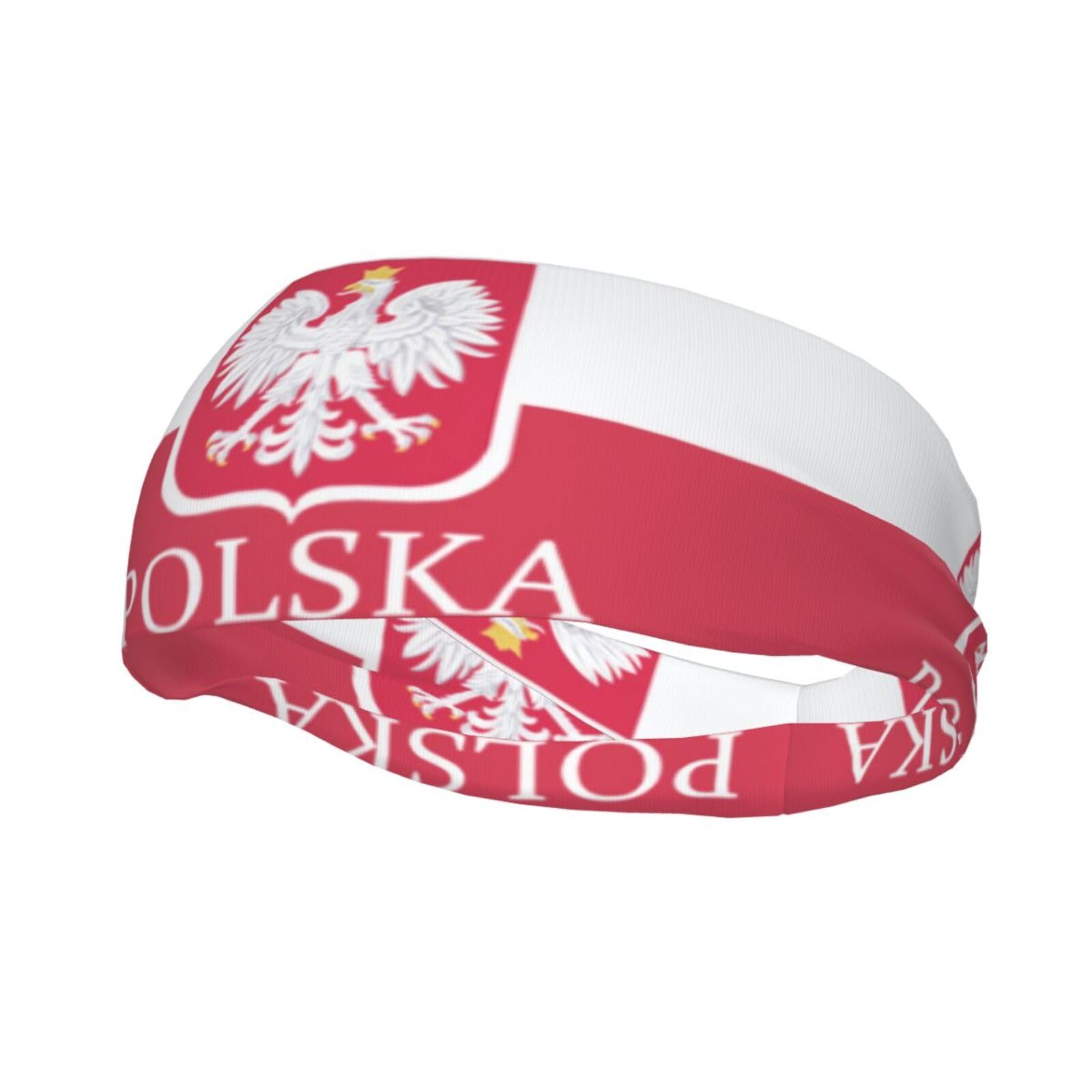 FuriTou Poland Polish Flag Sports Headband for Women Men Workout Headbands Elastic Wicking Sweatbands