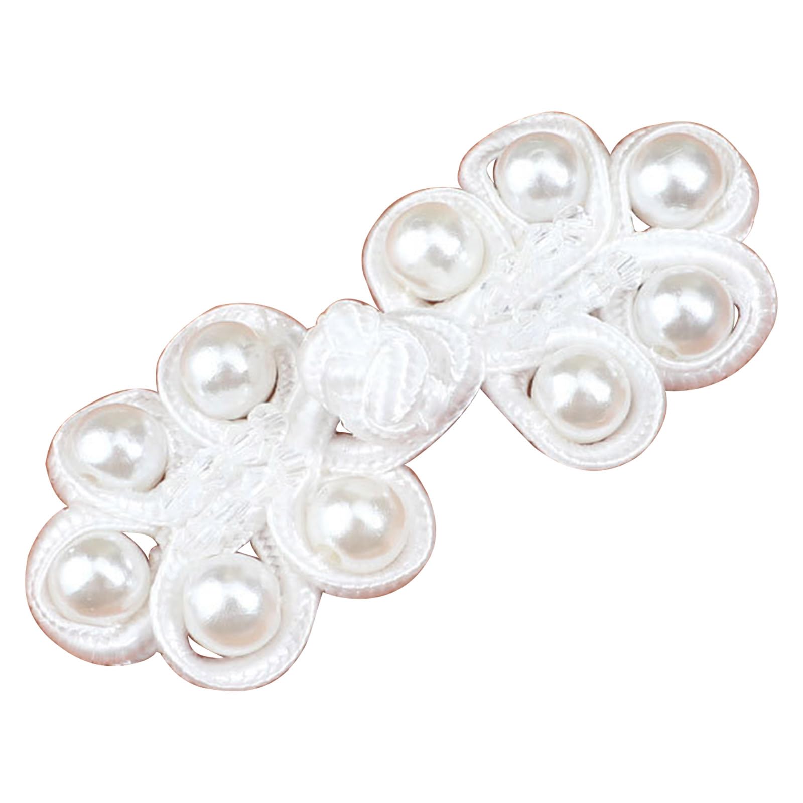 Buxuaaaa 1Pair Pearls Embellished Chinese Knot Button Cheongsam Knot Button Fasteners for Wedding Dress Cloak Coat Garment Making Pearl Buttons for Craft