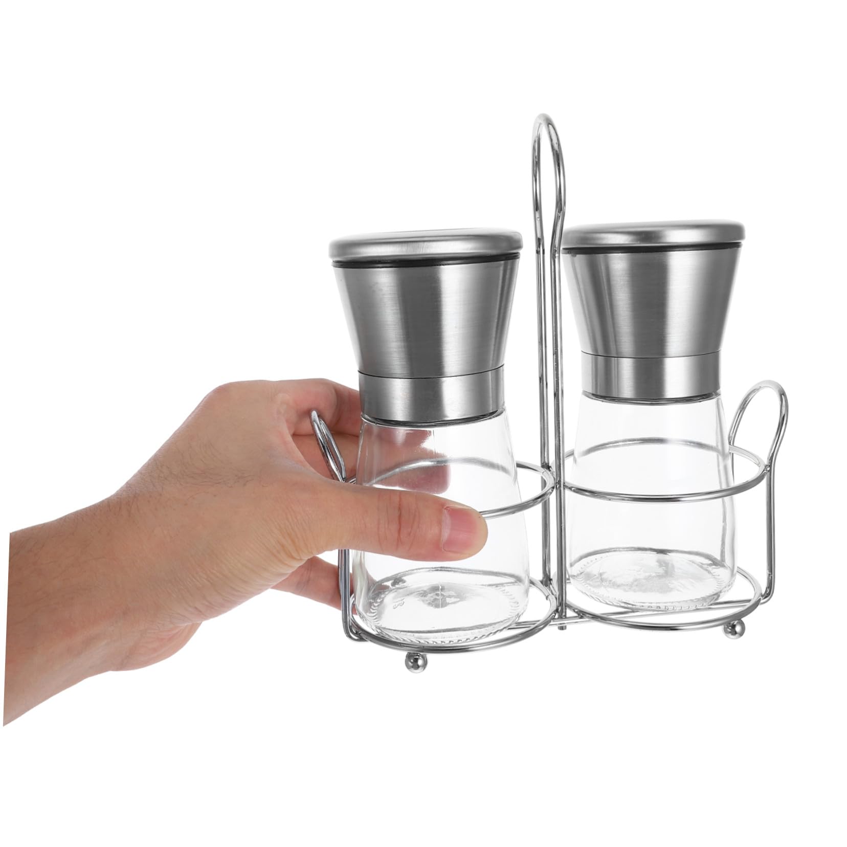 Zerodeko Manuelle Pfeffer Salzmühle Set Edelstahl Gewürzmühle mit Verstellbarem Mahlgrad Kompakter Tragbarer Gewürzgrinder für Salz Pfeffer Gewürze Nachfüllbar für Küche und Outdoor
