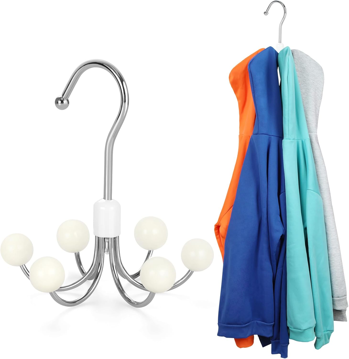Hoodie hangers with wood balls swivel purse hanger organizer