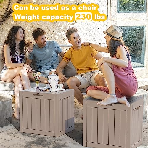 Image of 36 Gallon Outdoor Deck Box,Storage Lockable Waterproof Patio Furniture,Garden Tools,Cushions,Pool Accessories Outside Storage Resin Box(Grey)
