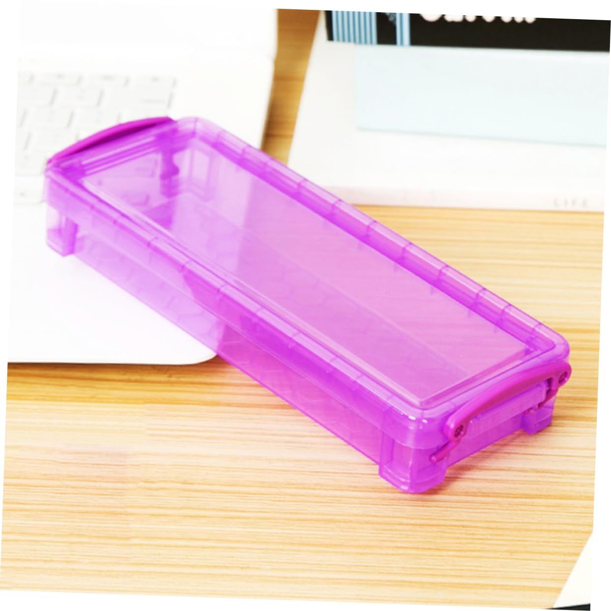 Tofficu 8pezzi Scatola Portapenne Colorati Organizer Compatto Per Cancelleria Scatola Trasparente Per Matite e Piccoli Oggetti Per Ufficio e Scuola