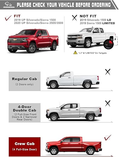 Miniatura 3 de IRONBISON Estribos para Silverado/Sierra 1500 Crew Cab 2019-2025 | Silverado/Sierra 2500/3500 Crew Cab Pickup Truck 2020-2025 - Barras Nerf de
