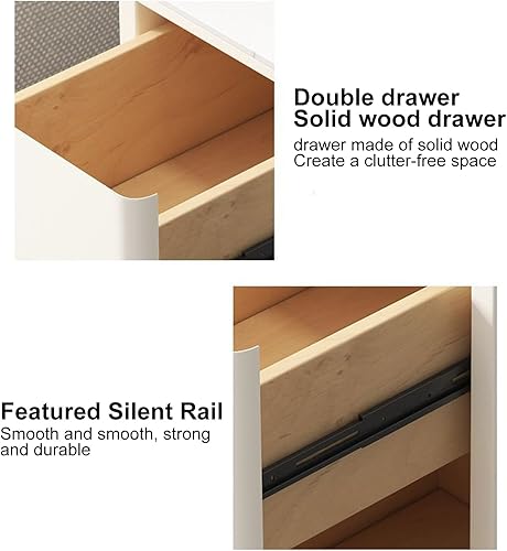 Miniatura 6 de WOLWES Mesita de noche pequeña, mesa auxiliar con cajón, mesita de noche alta, mesita de noche con patas y asas de metal, 2 cajones (color naranja,