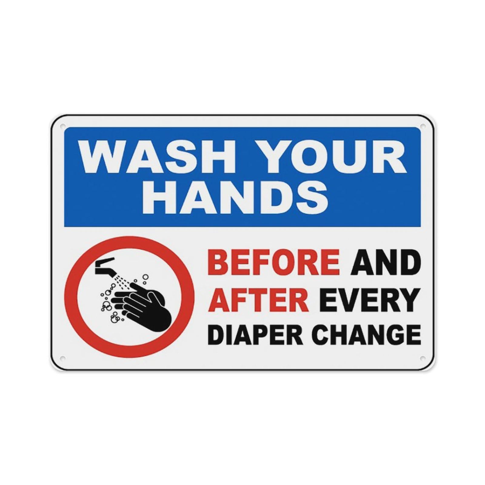 peiyeety Wash Hands Before And After Sign Aluminum Tin Warning Signs For Home Outdoor Garden 12X16 Inches