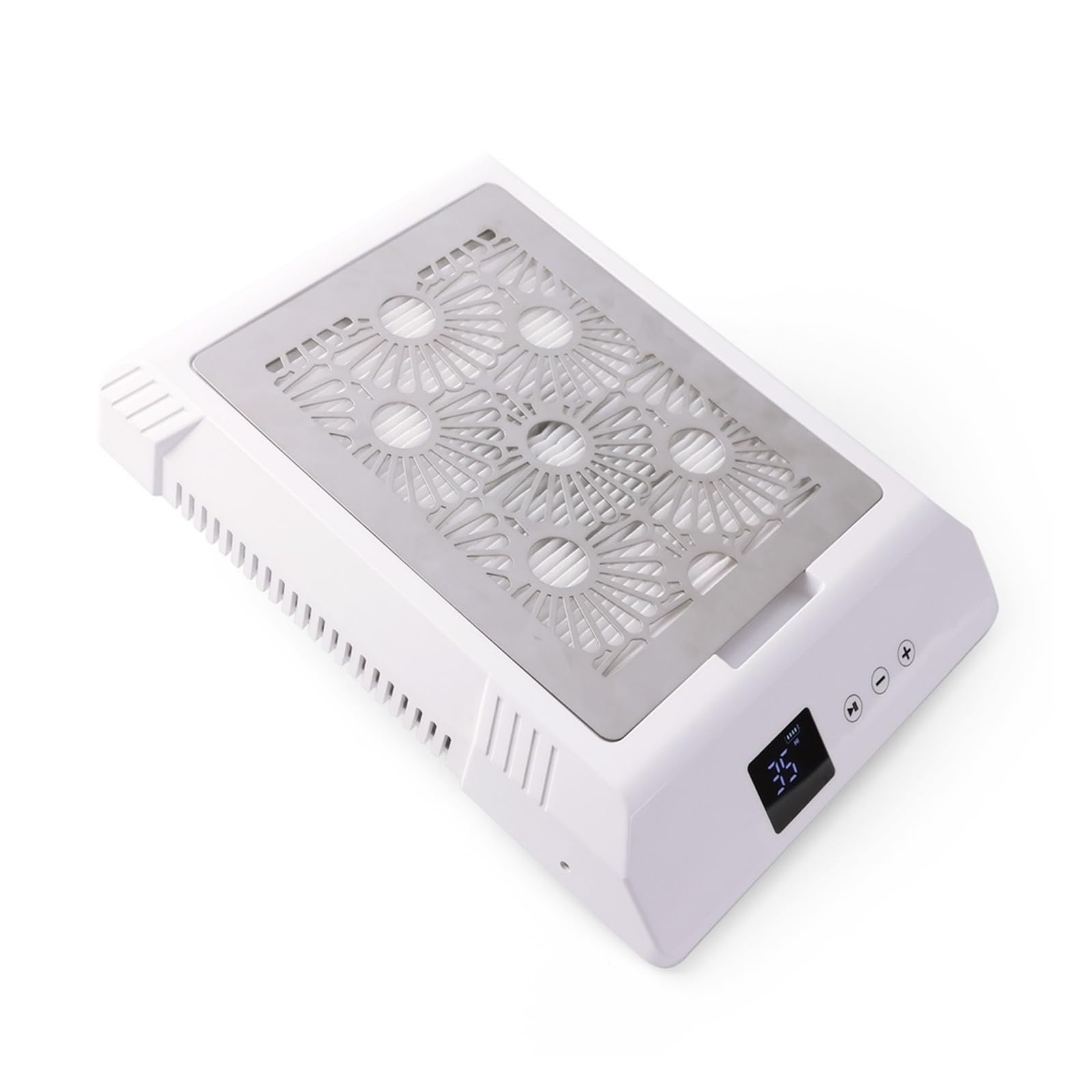 Aspirateur Ongles, Aspirateur collecteur de poussière d'ongles sans fil, haute puissance 85W, forte aspiration, 3500 tr/min, nettoyeur avec batterie monta remplaçable(blanc)