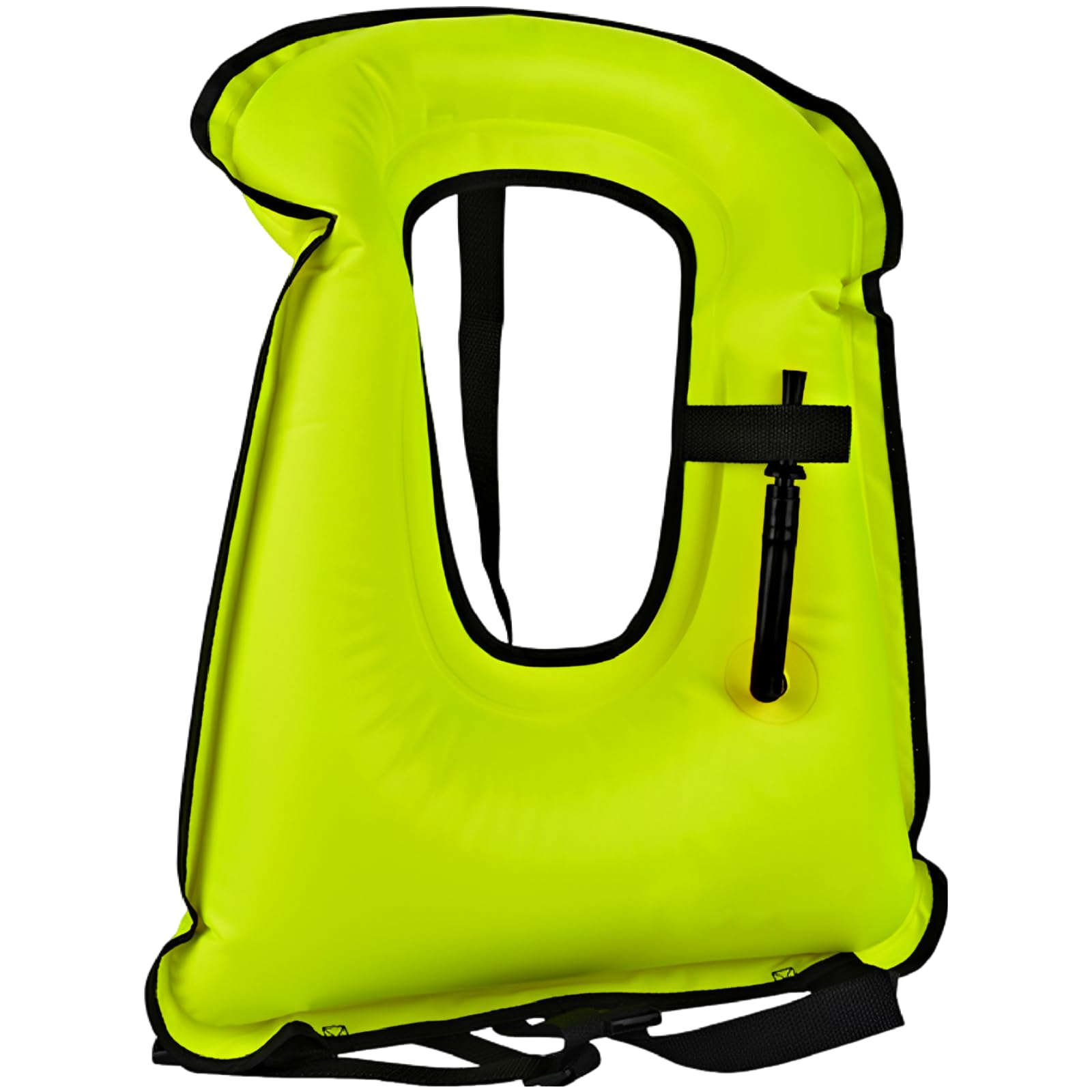 Gilet da snorkeling per adulti, gonfiabile, giacca da nuoto per immersioni e snorkeling, galleggiamento fino a 100 kg, cintura in vita regolabile, valvola di gonfiaggio rapido, verde fluorescente