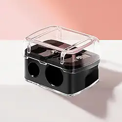 Apontador de lápis cosmético de orifício duplo para delineador de batom, ferramenta de precisão para delineador de sobrancelhas e lábios, preto