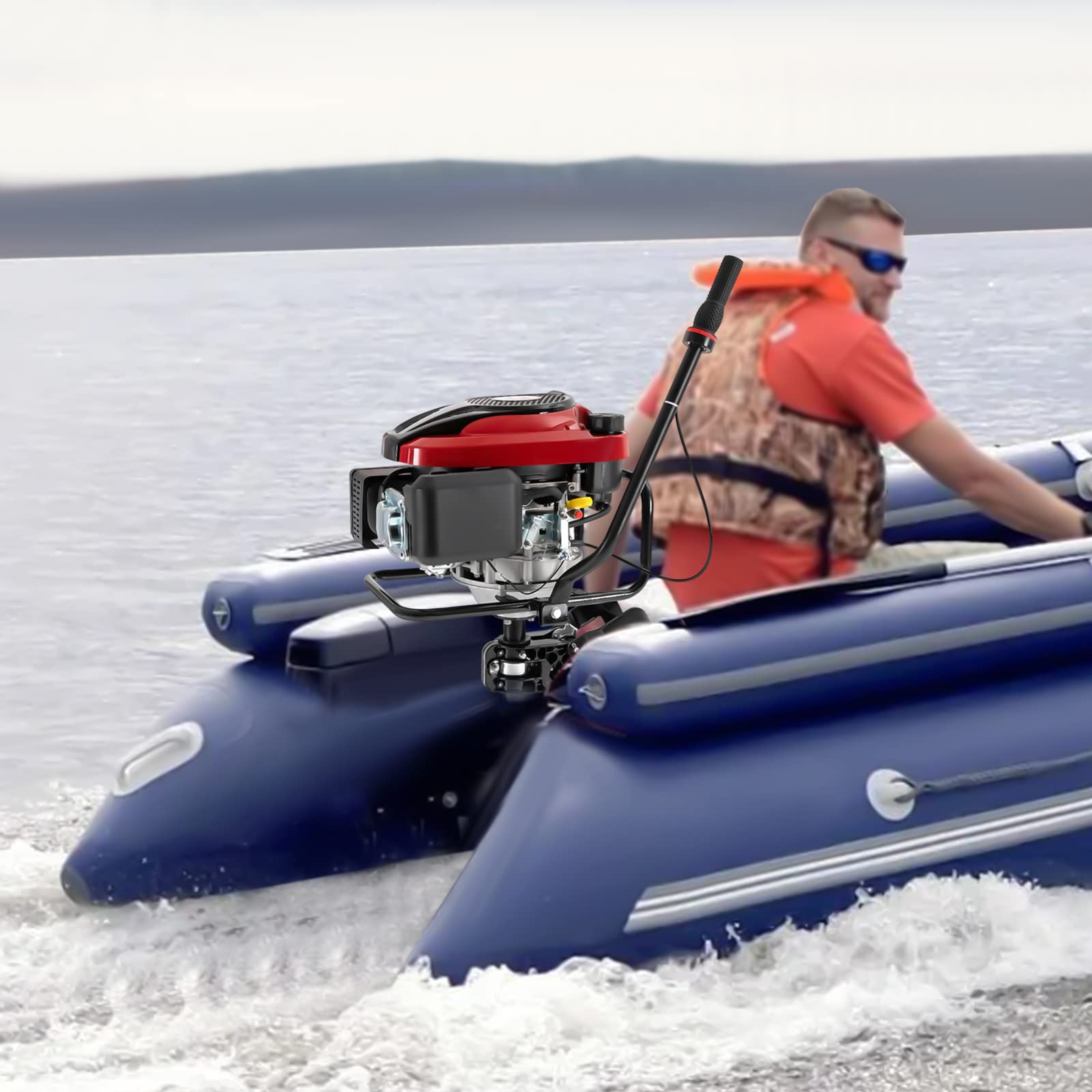 Motor fueraborda de 4 tiempos, 196 cc, motor fueraborda, motor de gasolina, 1,4 carreras, 8 CV, refrigerado por aire, motor para bote inflable, motor de barco con sistema de encendido TCI para bote de