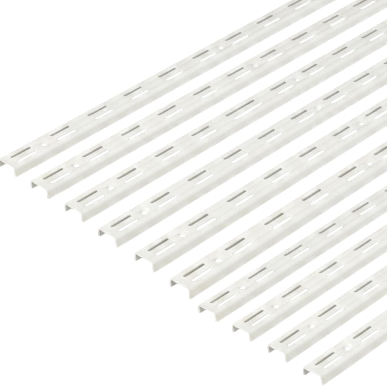 Shoplines Supplies 10 Pack 43cm Twin Slot Upright Shelving Rail White Steel Wall Mounted