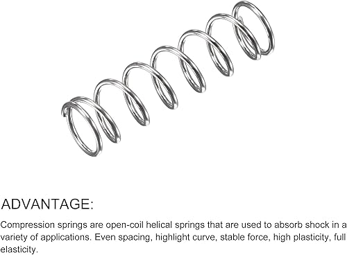 Miniatura 110 de METALLIXITY Resortes de compresión (0.020 x 0.118 in de diámetro exterior, 0.787 in de longitud libre) 20 unidades, resorte de extensión de acero