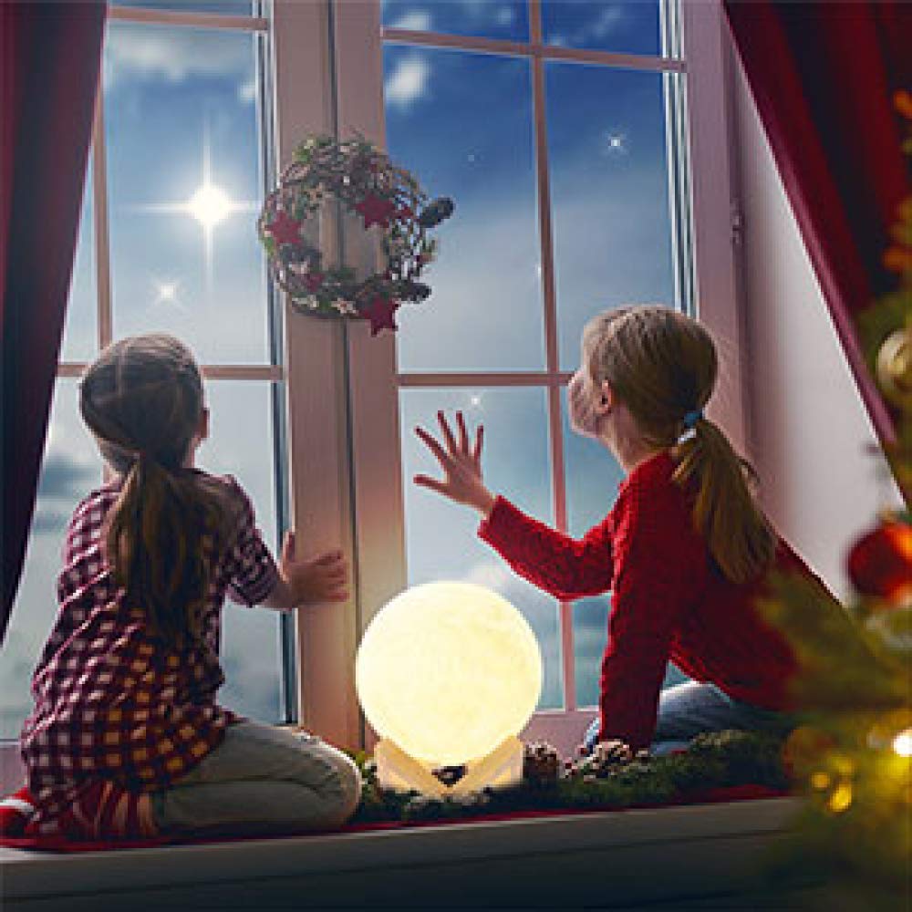 Lámpara De Luna Luz De Noche Para Bebé Impreso En 3D Luz De Luna Carga Usb Blanco Frío Amarillo Cálido, Adecuado Para Decoración De Habitaciones Luces Suaves, Control De Sensor Táctil