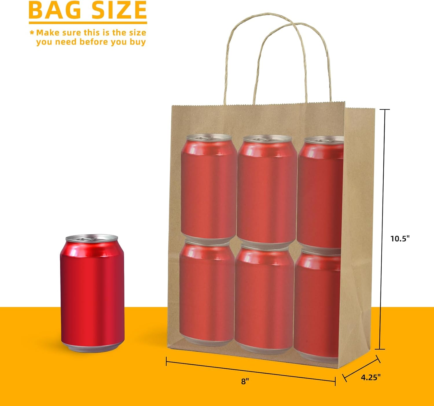 Klean & Conwenice Paper Gift Bags with Handles, 8x4.25x10.5 100Pcs Brown Bags Bulk, Medium Size Kraft Paper Bags, Wedding Gift Bag, Goody Party Favor, Retail Merchandise, Grocery Shopping - Image 3