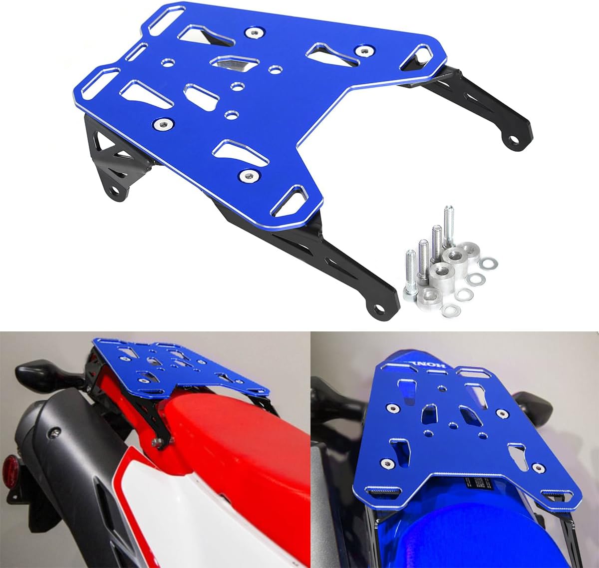 Compatible with 2021-2025 CRF 300L / CRF300L Rally Rear Rack - CNC Tail Luggage Cargo Rack (Blue)