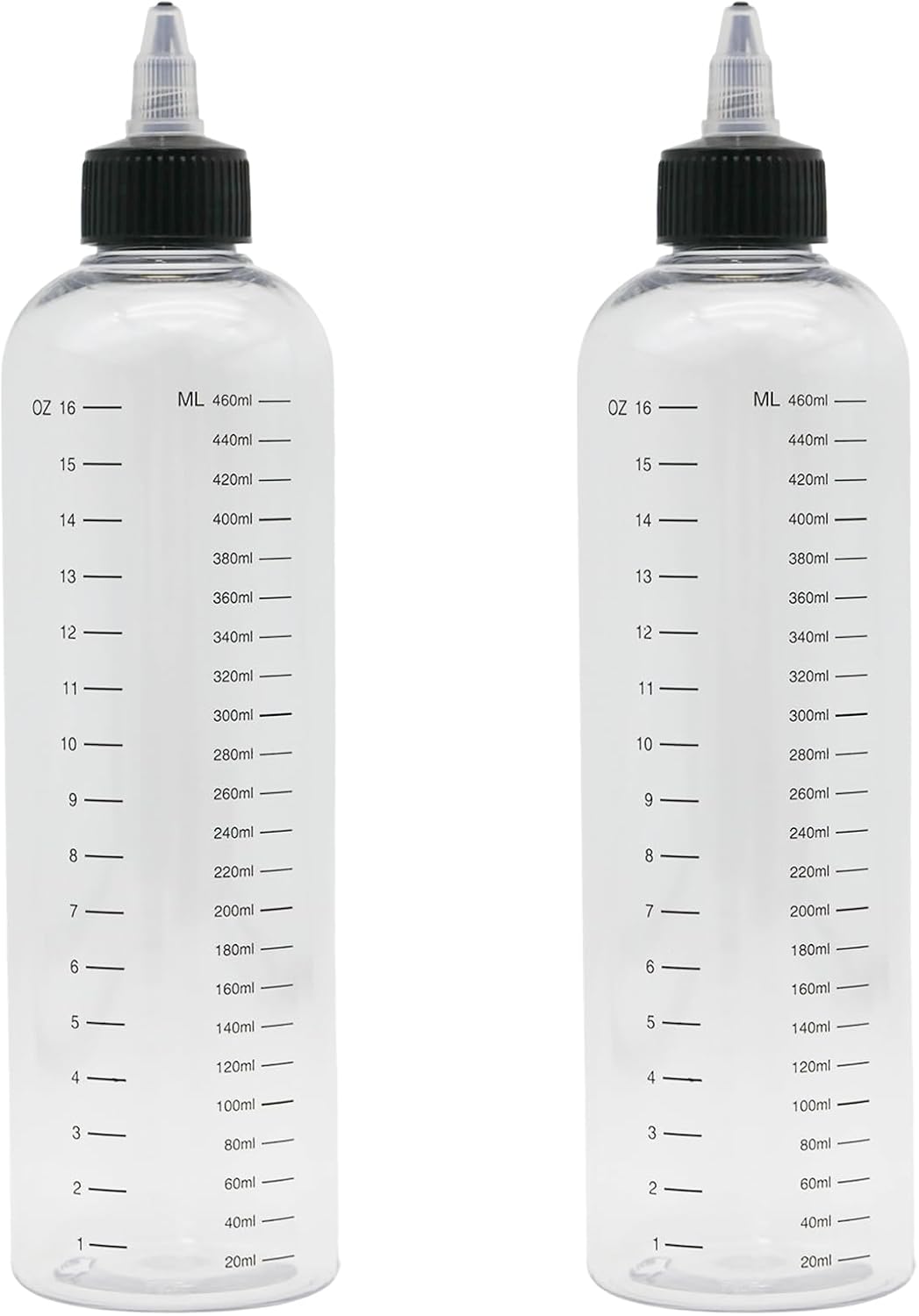 2 PCS 3.7oz/110ml Applicator Bottle for Hair Dye, Empty Plastic Squeeze Bottles with Clear Graduated Scale Twist-On Top Tip Hair Oil Color Dispenser for Salon Stylist