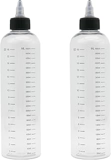 2 PCS 15.5oz/460ml Applicator Bottle for Hair Dye | Empty Plastic Squeeze Bottles with Clear Graduated Scale Twist-On Top Tip Hair Oil Color Dispenser for Salon Stylist