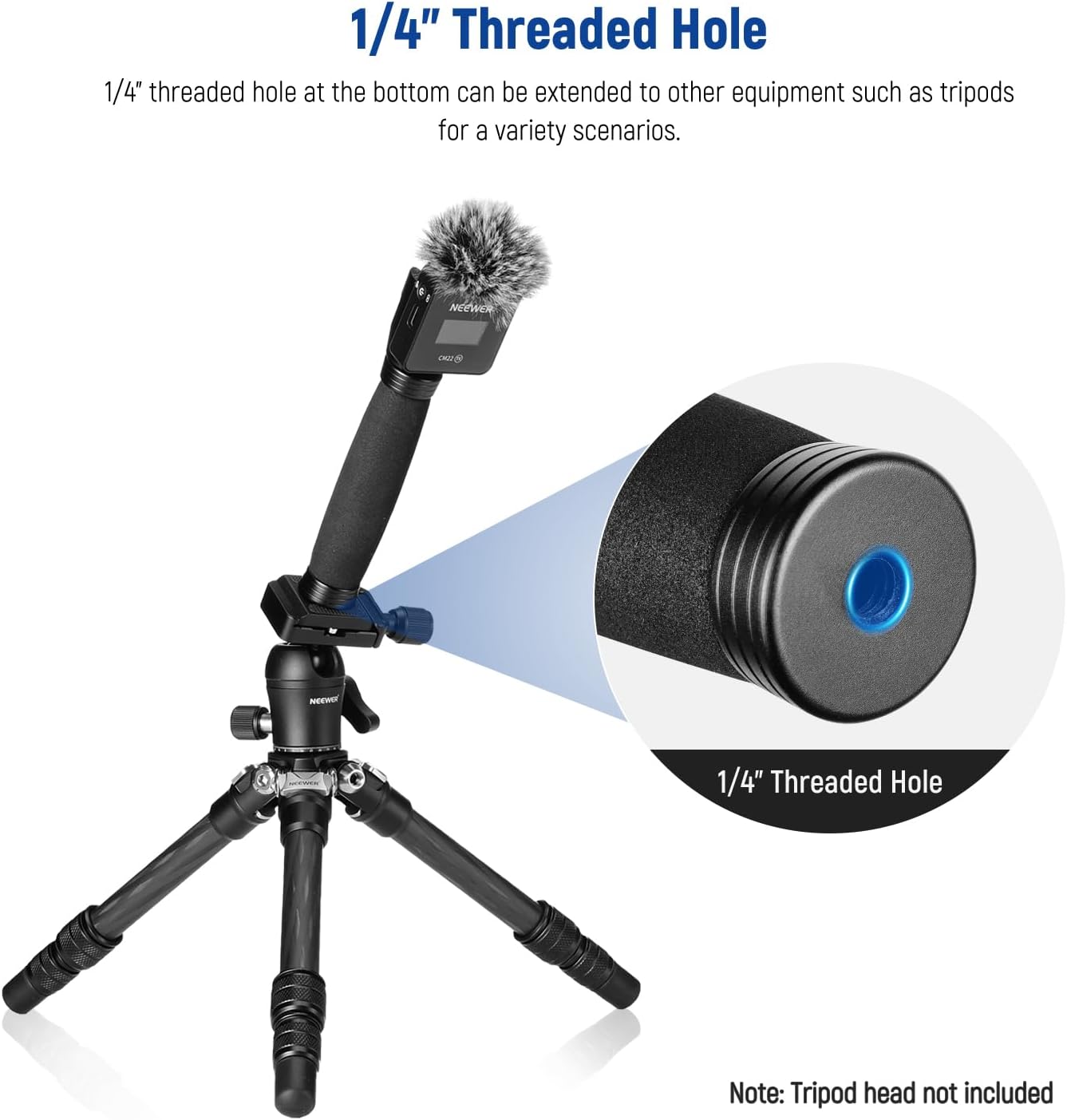 NEEWER 12"/30cm Telescoping Interview Mic Handle for Wireless Go, Lavalier Video Microphone Handheld Adapter with Cold Shoes Compatible with RODE Wireless Go II DJI Mic NEEWER CM22, MS004 - Image 4