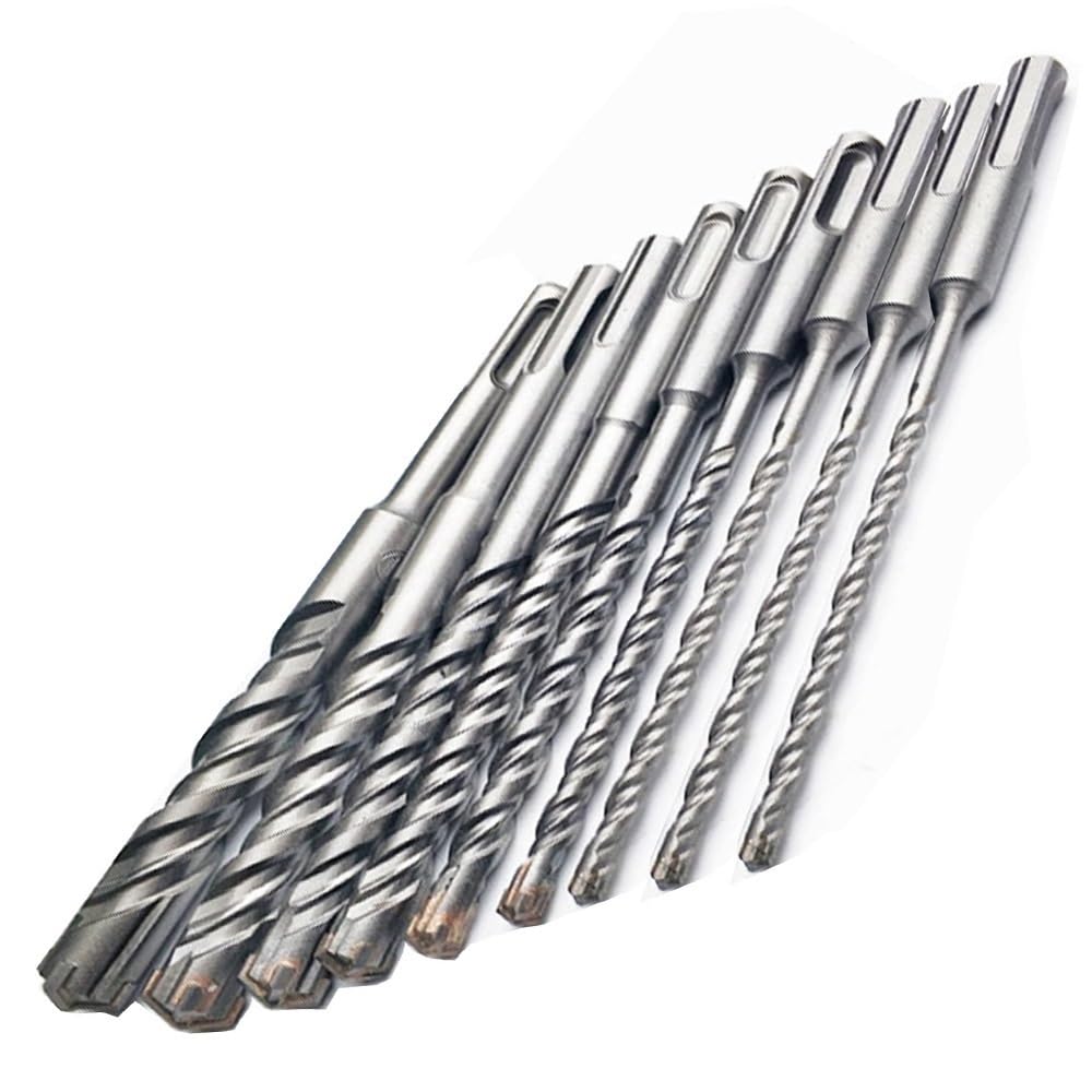 perforación rotativa de martillo, Juego de brocas for martillo perforador SDS Plus, punta cruzada 160 mm, 5-16, 4-9 piezas(9pcs)