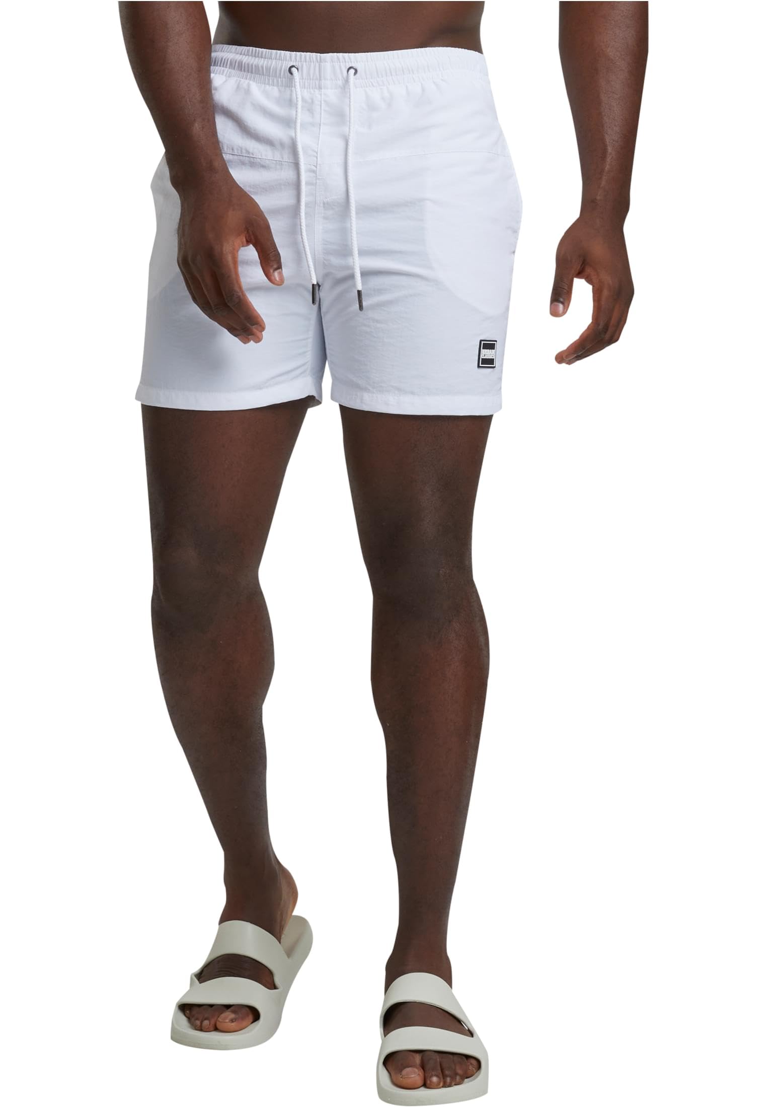 Urban Classics Men's White Block Swim Shorts Trunks, M